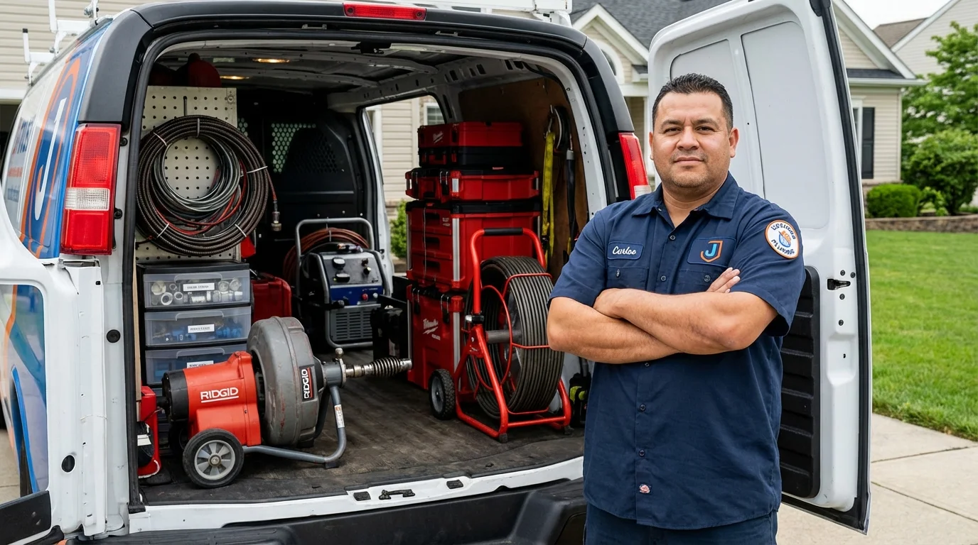 Professional drain cleaning equipment and Johns Plumbing LLC plumber in College Park