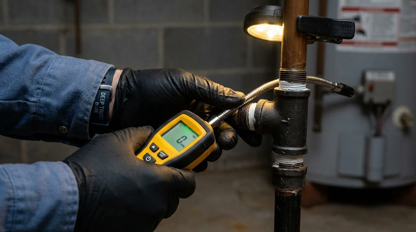 Gas leak detection with electronic sniffer by Johns Plumbing LLC in College Park